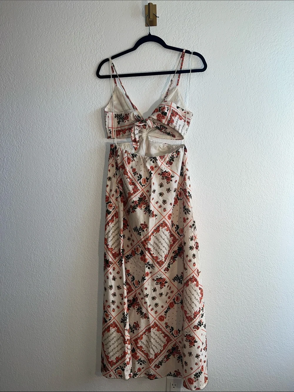 Abercrombie & Fitch Cream Maxi Dress with Rust Floral Print